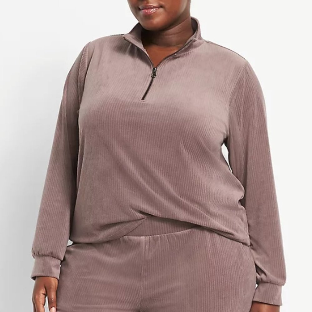 Livi quarter zip velour top